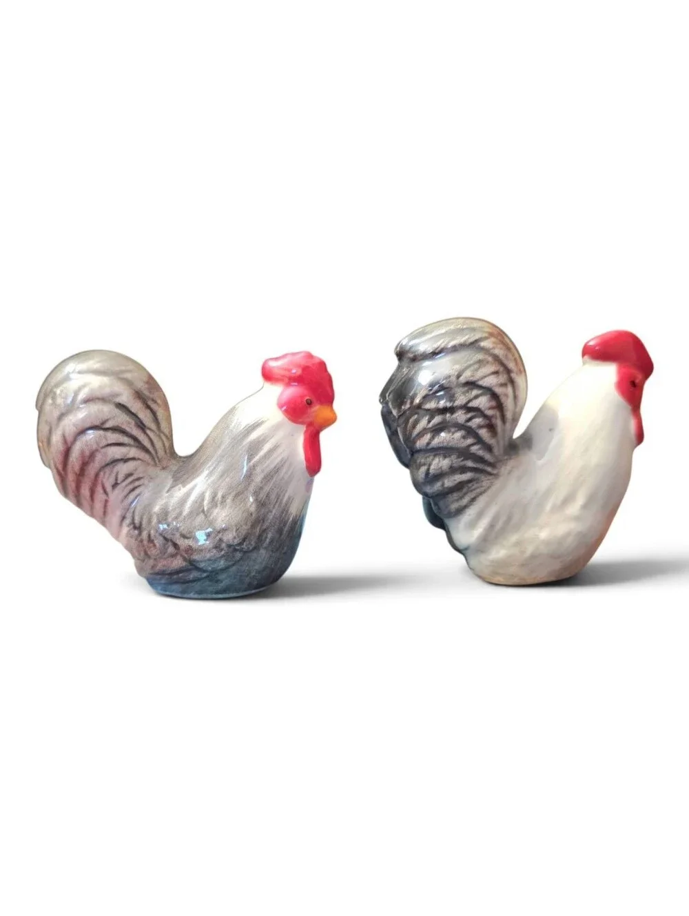 Ceramic Rooster Salt and Pepper Shaker Set - White and Red